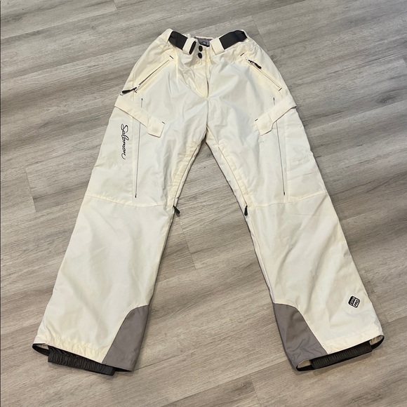 Salomon Pants - Salomon Cream and Gray Outdoor Snow Pants Size Medium